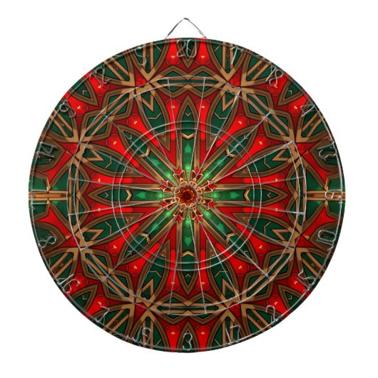 Cible de fléchettes décorative rouge et verte (Devant)
