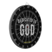 CIBLE DE FLÉCHETTES DÉDIÉ À DIEU PERSONNALISABLE COOL TEXTE BLANC (Devant gauche)