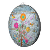 Cible De Fléchettes Denim Back Fleurs de poche Paix Aimer Espoir (Devant droit)