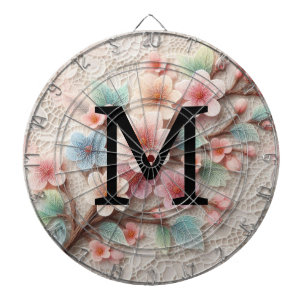 Cible De Fléchettes Dentelle monogramme florale rose pastel fleur de c