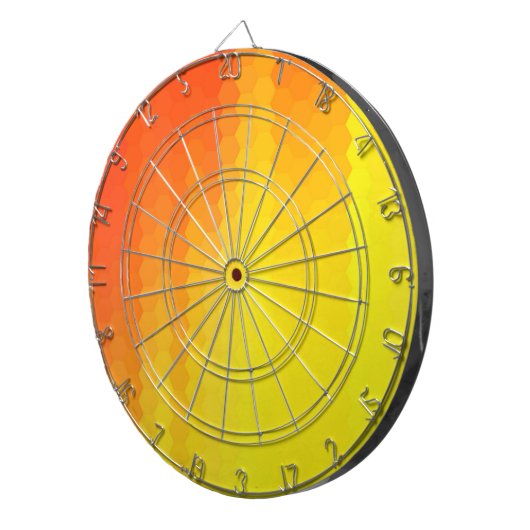 Cible De Fléchettes Design graphique hexagone jaune et orange (Devant droit)