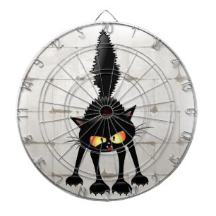 Cible De Fléchettes Dessin animé de chat noir drôle et féroce 