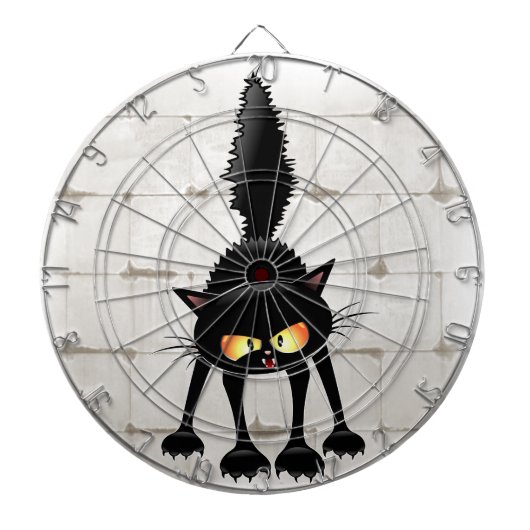 Cible De Fléchettes Dessin animé de chat noir drôle et féroce (Devant)
