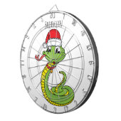 Cible De Fléchettes Dessin animé d'un serpent vert mignon avec un chap (Devant droit)
