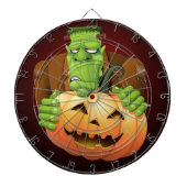 Cible De Fléchettes Dessin de Frankenstein Monster avec Citrouille (Devant)