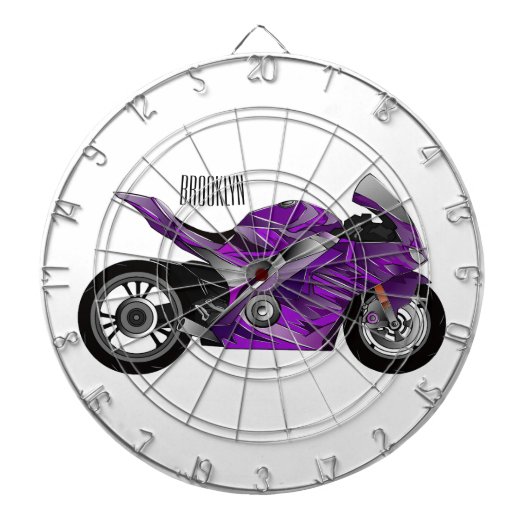 Cible De Fléchettes Dessin de moto de sport violet (Devant)