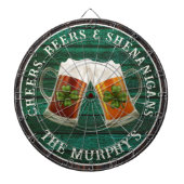 Cible De Fléchettes Dk Green Rustic Wood Cheers Bières Shenanigans (Devant)