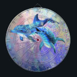 Cible de flechettes Dolphin en couple<br><div class="desc">Couple Dauphin - Peinture MIGNED - Personnalisable</div>