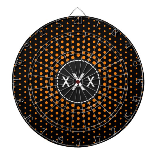 Cible De Fléchettes Dots Techno orange Monogramme moderne (Devant)