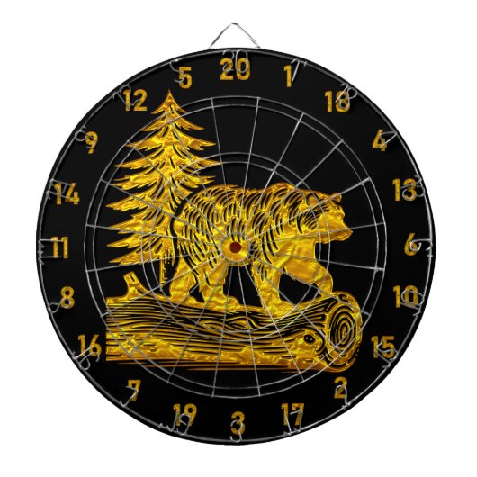 Cible de flechettes d'ours durable avec accents or (Devant)