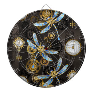 Cible De Fléchettes Dragonflies de Steampunk sur arrière - plan rayé
