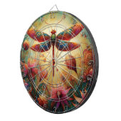 Cible De Fléchettes Dragonfly lunaire Floral Art Abstrait Turquoise ro (Devant droit)