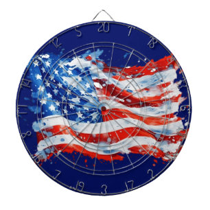 Cible De Fléchettes Drapeau américain USA Aquarelle 4 juillet