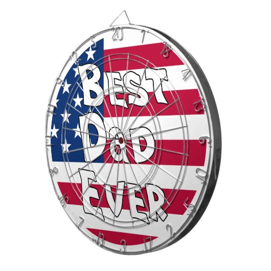 Cible De Fléchettes Drapeau Best Papa Ever USA (Devant droit)