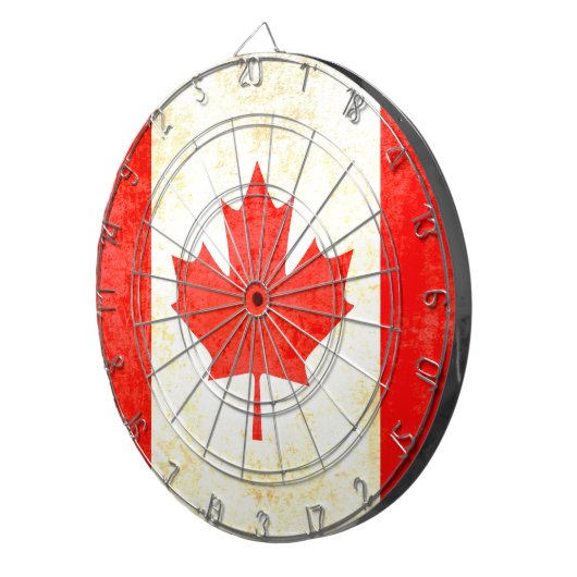 Cible De Fléchettes Drapeau canadien à feuilles d'érable à l'ancienne (Devant droit)