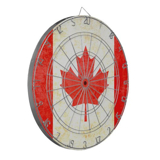 Cible De Fléchettes Drapeau canadien à feuilles d'érable à l'ancienne (Devant gauche)