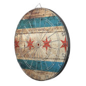 Cible De Fléchettes Drapeau de Chicago sur le vieux grain en bois (Devant droit)