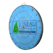 Cible De Fléchettes Drapeau de Juneau, Alaska Dartboard With Darts (Devant droit)