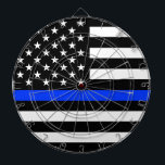 Cible De Fléchettes Drapeau de police de la ligne bleue mince<br><div class="desc">Drapeau américain de la Ligne Bleue Mince. Soutenez la police avec ce magnifique drapeau bleu et montrer au monde que</div>