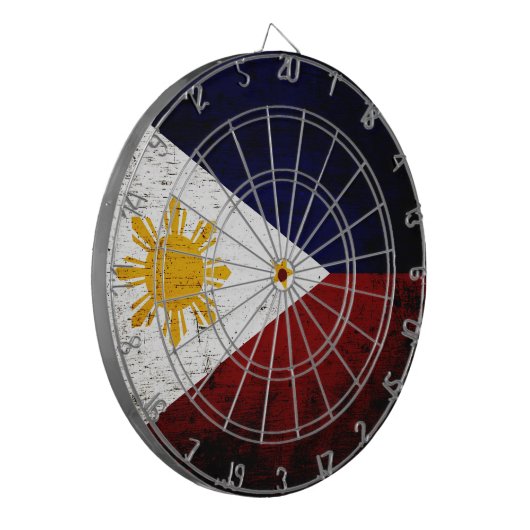 Cible De Fléchettes Drapeau grunge noir de Philippines (Devant gauche)