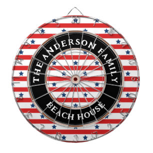 Cible De Fléchettes Drapeau rouge blanc et bleu américain Famille patr