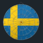 Cible De Fléchettes Drapeau Suède<br><div class="desc">Drapeau de la Suède: "För Sverige - I tiden" → "Toujours pour la Suède" ou "Pour la Suède,  en notre temps".
Il est composé d'une croix scandinave jaune sur un beau fond bleu.</div>