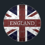 Cible De Fléchettes Drapeau vintage britannique Union Jack tableau de<br><div class="desc">Panneau de fléchettes vintage British Union Jack. Design patriotique avec drapeau du Royaume-Uni défraîchi,  Grande-Bretagne,  Angleterre.</div>