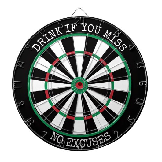 Cible De Fléchettes Drink If You Miss – No Excuses Dartboard (Devant)