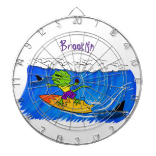 Cible De Fléchettes Drôle caricature de surf de lézard au cou