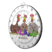 Cible De Fléchettes Drôle dessin animé de poulets de tricot (Devant droit)