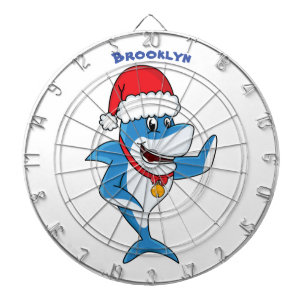 Cible De Fléchettes Drôle dessin animé de requin de Noël