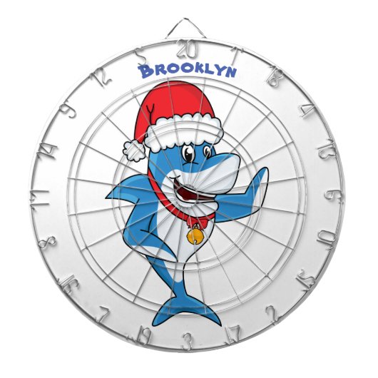 Cible De Fléchettes Drôle dessin animé de requin de Noël (Devant)