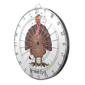 Cible De Fléchettes Drôle dinde marron de la ferme avec des mouches de (Devant droit)