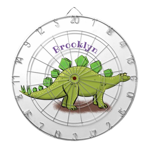Cible De Fléchettes Drôle stegosaurus dinosaure dessin animé (Devant)