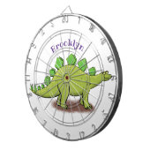 Cible De Fléchettes Drôle stegosaurus dinosaure dessin animé (Devant droit)
