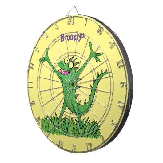 Cible De Fléchettes Drôle vert souriant animé lézard d'iguane (Devant droit)