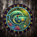 Cible De Fléchettes Écran Dessin Dauphin Radiance Récif<br><div class="desc">Améliorez votre espace grâce au Reef Radiance Dolphin Dartboard Display, un ajout dynamique parfait pour les dortoirs de l'université, les grottes humaines, ou les salles de jeu de lodge de pêche et de chasse. Ce tableau de bord présente une scène sous-marine fascinante où les dauphins nagent joyeusement parmi des récifs...</div>