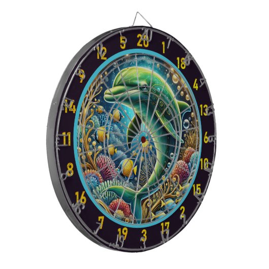 Cible De Fléchettes Élégance corallienne Dauphin Affichage en Dartboar (Devant gauche)