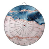 Cible De Fléchettes Élégance mystique | Turquoise Bleu et Rose Or Agat (Devant)