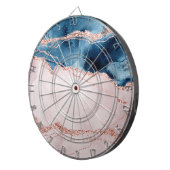 Cible De Fléchettes Élégance mystique | Turquoise Bleu et Rose Or Agat (Devant droit)