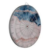 Cible De Fléchettes Élégance mystique | Turquoise Bleu et Rose Or Agat (Devant gauche)