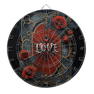 Cible De Fléchettes Élégance steampunk vintage Roses de l'amour à engr