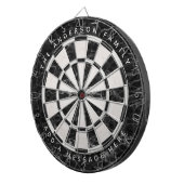 Cible De Fléchettes Élégant Marbre noir blanc Nom personnalisé Message (Devant droit)