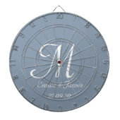 Cible De Fléchettes Élégant Monogramme blanc bleu foncé Nom initial (Devant)