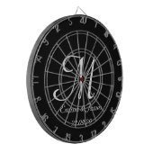 Cible De Fléchettes Élégant Monogramme noir et blanc Nom initial Perso (Devant gauche)