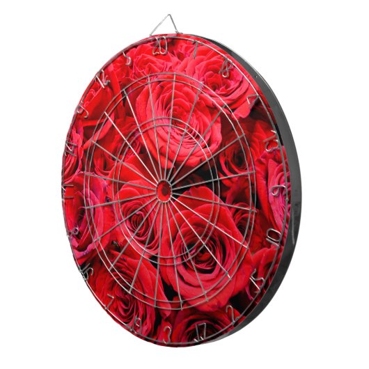 Cible De Fléchettes Élégant rose aux fleurs rouges (Devant droit)