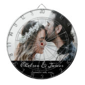 Cible De Fléchettes Élégante calligraphie Mariage photo noir et blanc (Devant)