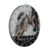 Cible De Fléchettes Élégante calligraphie Mariage photo noir et blanc (Devant gauche)