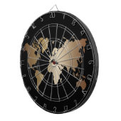 Cible De Fléchettes Elégante carte du monde noir et or (Devant droit)