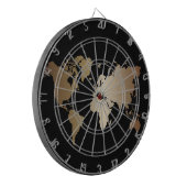 Cible De Fléchettes Elégante carte du monde noir et or (Devant gauche)
